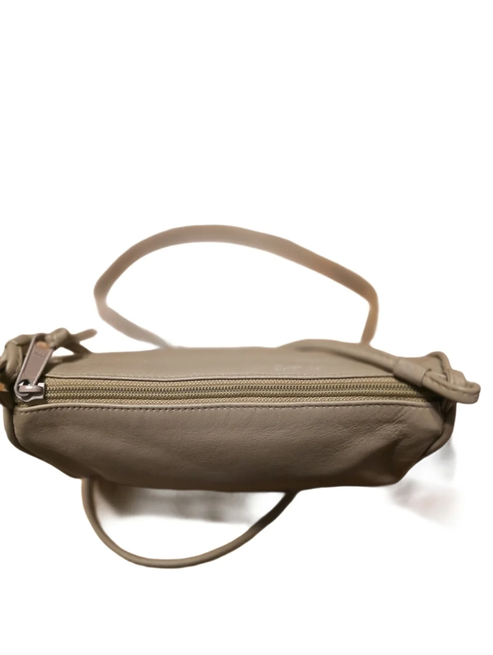 Vintage Minimalist 90s Leather Shoulder Bag -Taupe Beige EUC